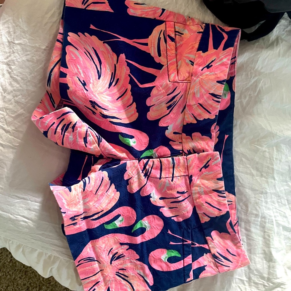 Lilly Pulitzer Ellie Shorts 0 Gimme Some Leg Navy Resort Pink Flamingo Summer